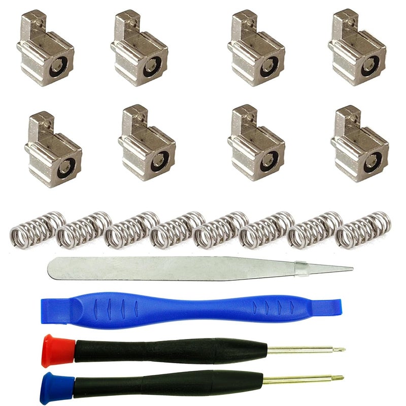 CTHTBZ 8PCS Replacement Metal Lock Buckles Latches for Nintendo Switch OLED Joycon with Springs Tools(Metal-Silver) - Image 1